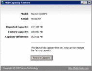 HDD Capacity Restore screenshot